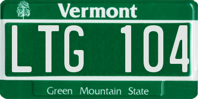 VT license plate LTG104