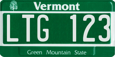 VT license plate LTG123