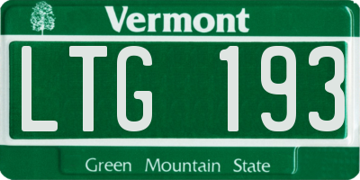 VT license plate LTG193