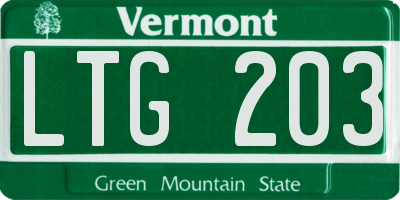 VT license plate LTG203
