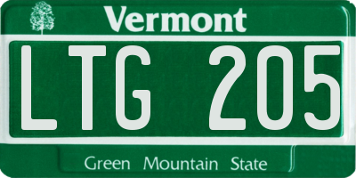 VT license plate LTG205