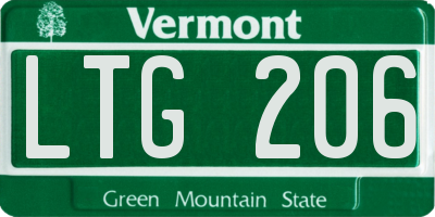 VT license plate LTG206