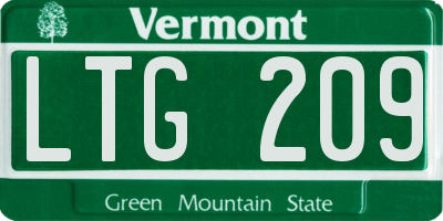 VT license plate LTG209