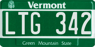 VT license plate LTG342