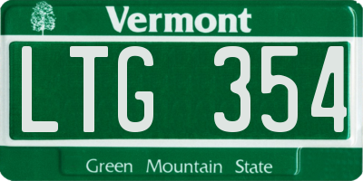 VT license plate LTG354