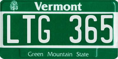 VT license plate LTG365