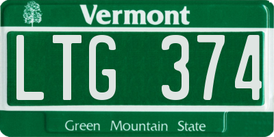 VT license plate LTG374