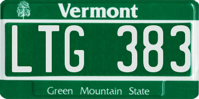 VT license plate LTG383