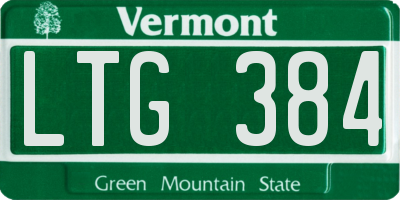 VT license plate LTG384