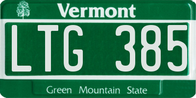 VT license plate LTG385