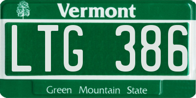 VT license plate LTG386