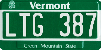 VT license plate LTG387