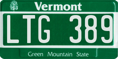 VT license plate LTG389