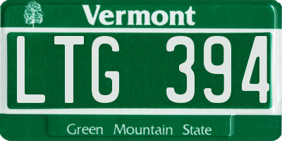 VT license plate LTG394