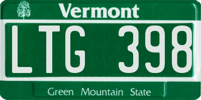 VT license plate LTG398
