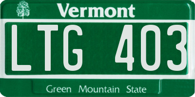 VT license plate LTG403