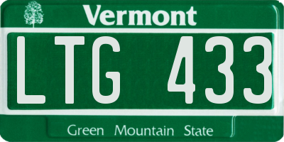 VT license plate LTG433