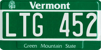 VT license plate LTG452