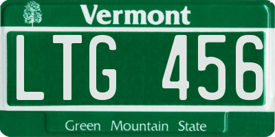 VT license plate LTG456