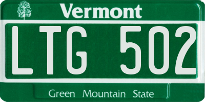 VT license plate LTG502