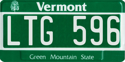 VT license plate LTG596