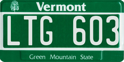 VT license plate LTG603