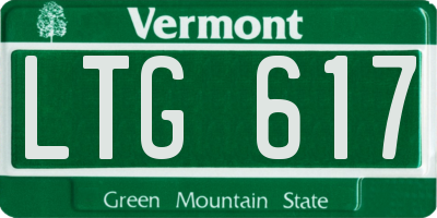 VT license plate LTG617
