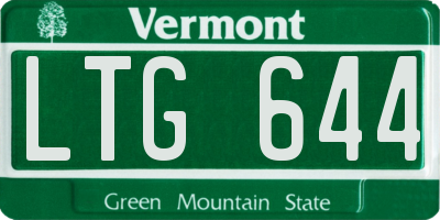 VT license plate LTG644