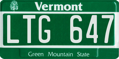 VT license plate LTG647