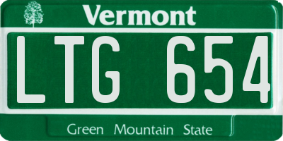 VT license plate LTG654