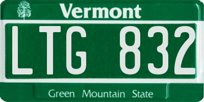 VT license plate LTG832