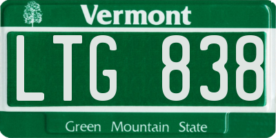 VT license plate LTG838