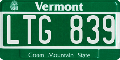 VT license plate LTG839
