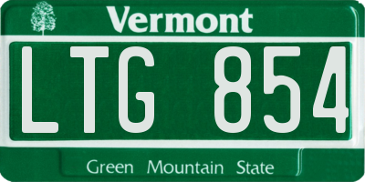 VT license plate LTG854