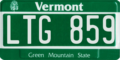 VT license plate LTG859
