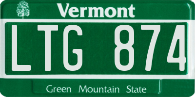 VT license plate LTG874