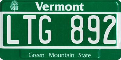 VT license plate LTG892