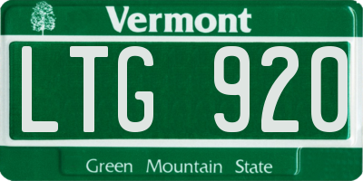 VT license plate LTG920