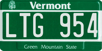 VT license plate LTG954