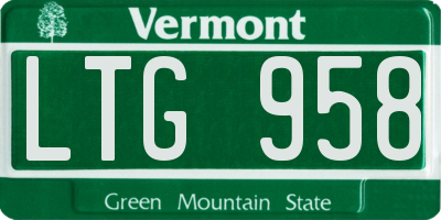 VT license plate LTG958