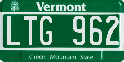 VT license plate LTG962