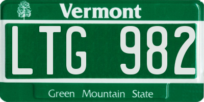 VT license plate LTG982