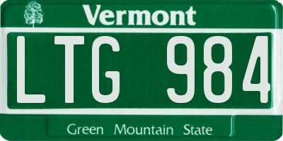 VT license plate LTG984