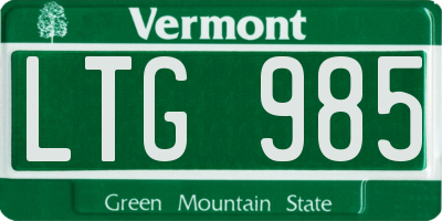 VT license plate LTG985