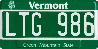 VT license plate LTG986