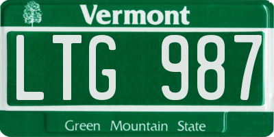 VT license plate LTG987