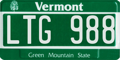 VT license plate LTG988