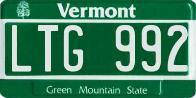 VT license plate LTG992