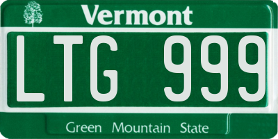VT license plate LTG999