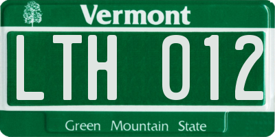 VT license plate LTH012
